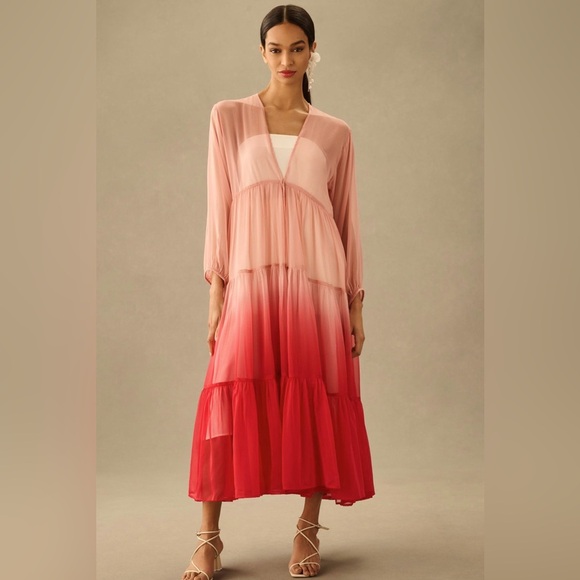 Anthropologie Tops - By Anthropologie Tiered Sheer‎ Ombre Duster NWT​